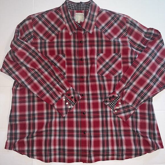 Roper Pearl Snap Women's Long Sleeve Rodeo Red Cowboy Shirt 3X - Picture 1 of 11